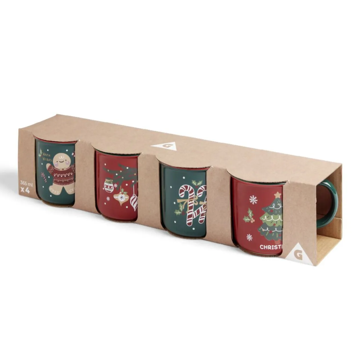 Lot de 4 mugs en céramique décor Noël 365ml