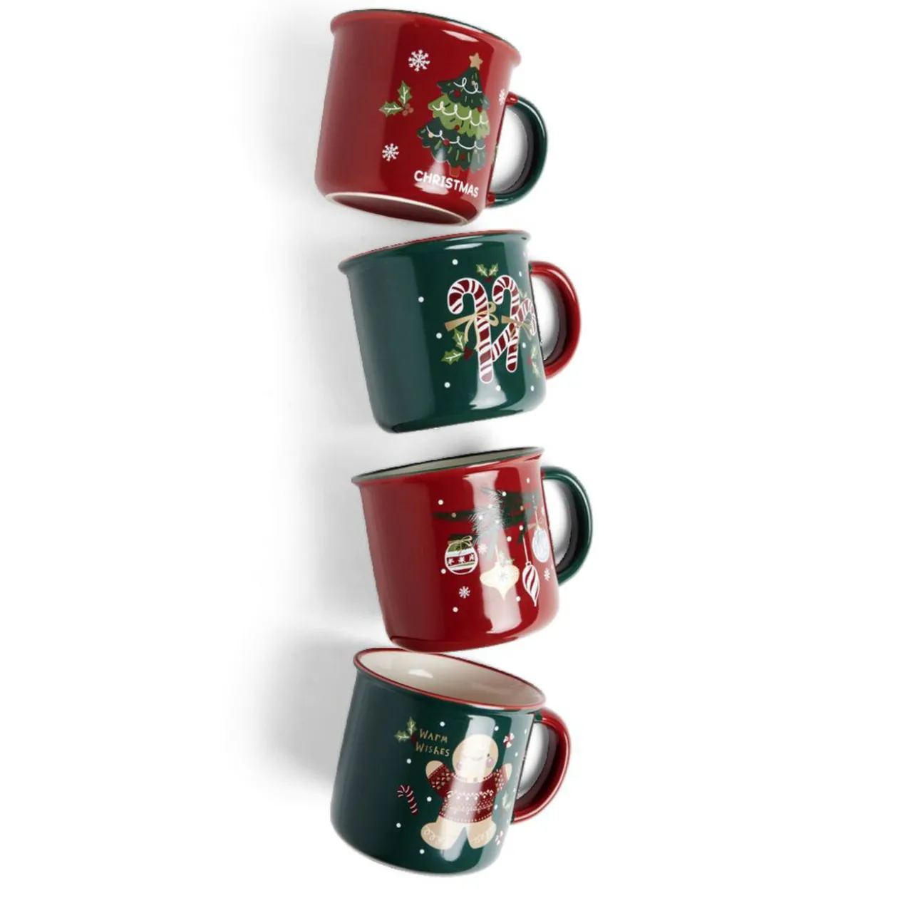 Lot de 4 mugs en céramique décor Noël 365ml