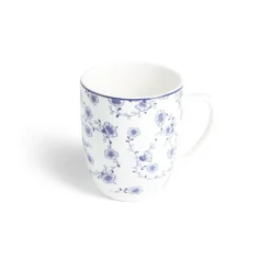 Lot de 4 mugs 200ml porcelaine Ø8,8x10,4cm bleu et blanc