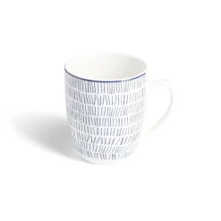 Lot de 4 mugs 200ml porcelaine Ø8,8x10,4cm bleu et blanc