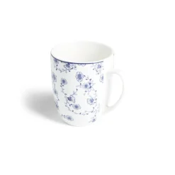 Lot de 4 mugs 200ml porcelaine Ø8,8x10,4cm bleu et blanc