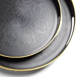 Lot de 2 plateaux Ø29cm et Ø36cm plastique noir