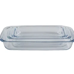 Lot de 3 plats à four empilables en verre