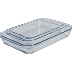 Lot de 3 plats à four empilables en verre