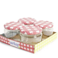 Lot de 4 pots à confiture acier et verre Ø7,5xH8,7cm