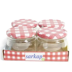 Lot de 4 pots à confiture acier et verre Ø7,5xH8,7cm