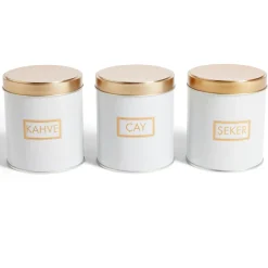 Lot de 3 pots à épices acier blanc et doré Ø9,9xH11,4cm