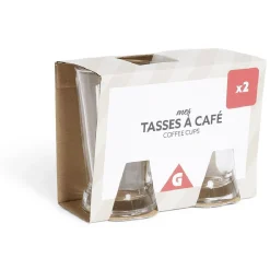 Lot de 2 tasses à café 170ml verre transparent