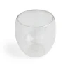 Lot de 2 tasses double paroi verre transparent 250ml