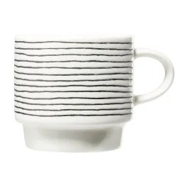 Lot de 4 tasses empilables 20cl porcelaine blanc et noir avec support métal