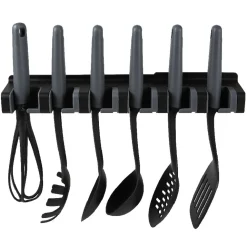 Lot de 6 ustensiles avec support noir gris