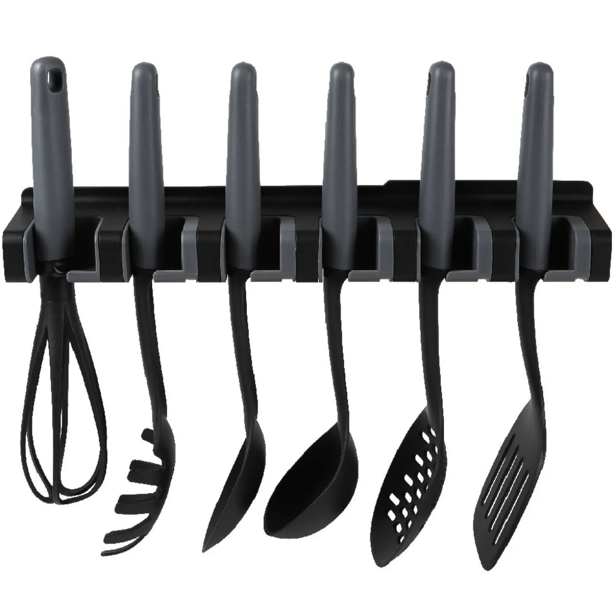 Lot de 6 ustensiles avec support noir gris