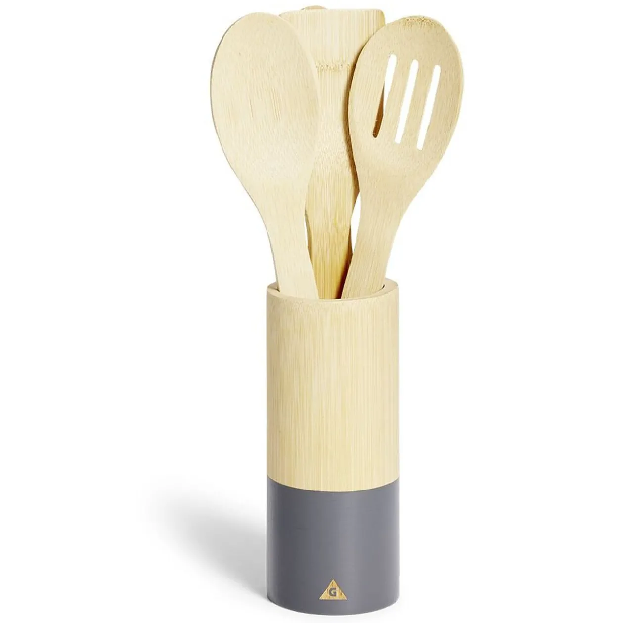 Lot de 4 ustensiles de cuisine dans pot en bambou