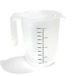 Lot de 3 verres mesureur 250/500/1000ml plastique blanc transparent