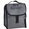 Lunch bag réfrigérant gris et noir inscription Bon Appétit !