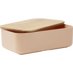 Lunchbox en plastique avec couvercle bambou +sangle silicone 900 ml