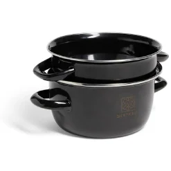 Marmite à moules avec couvercle acier noir Ø18xH16,5cm
