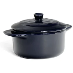 Mini cocotte individuelle en céramique avec couvercle - bleu ou noir