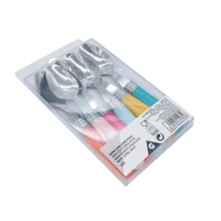 Mini cuillère inox manche plastique multicolore x6