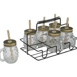 Mini gobelet en verre design ananas avec support métallique x6