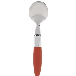 Ménagère 24 pièces avec support inox manche plastique rouge