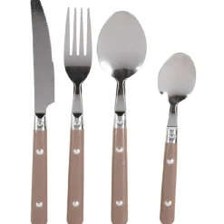 Ménagère 16 pièces inox manche plastique taupe