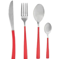Ménagère de 16 couverts manche rouge