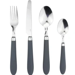 Ménagère inox manche gris 24 pièces