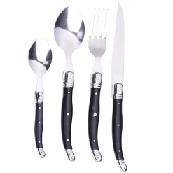 Ménagère inox manche noir 24 pièces