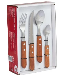 Ménagère traditionnelle bambou et inox 24 pièces