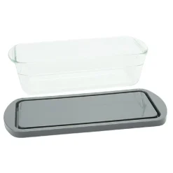 Moule à cake en verre avec couvercle gris