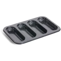 Moule à mini baguette perforé acier noir 33,6x22xH3cm