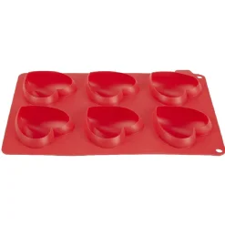 Moule silicone rouge 6 minis coeurs 3D