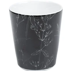 Mug blanc décor tiges feuilles noires
