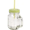 Mug bocal coloré vert avec paille