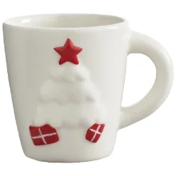 Mug de Noël motif relief sapin blanc décor rouge 37 cl