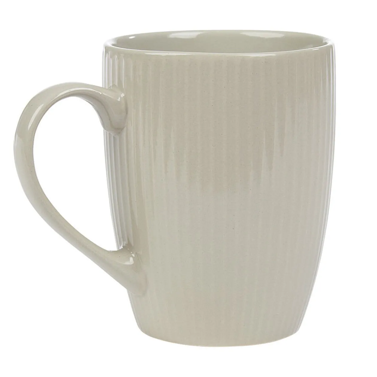 Mug en porcelaine 35 cl uni lin avec rainures verticales en relief