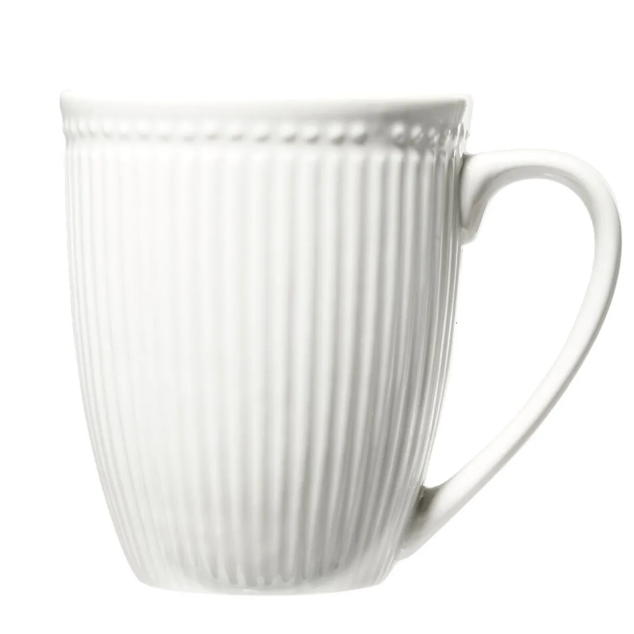 Mug en porcelaine Colombe blanc strié 330ml H10,5cm