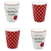 Mug en porcelaine rouge pois blanc 20 cl x4