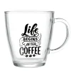 Mug en verre transparent motif wording 300ml H10,5cm