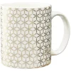 Mug imprimé géométrique doré et blanc