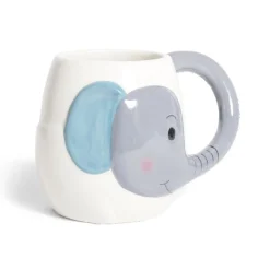 Mug éléphant dolomite blanc et gris Ø10xH10cm