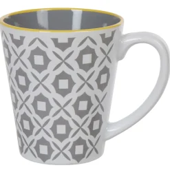 Mug motif géométrique gris et blanc