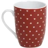 Mug rouge design coeurs blancs