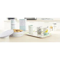 Mug XL faïence blanc et vert menthe