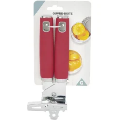 Ouvre boîte inox avec manche en polypropylène rouge
