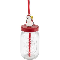 Panier rouge Merry Christmas avec gobelets Noël pailles x4