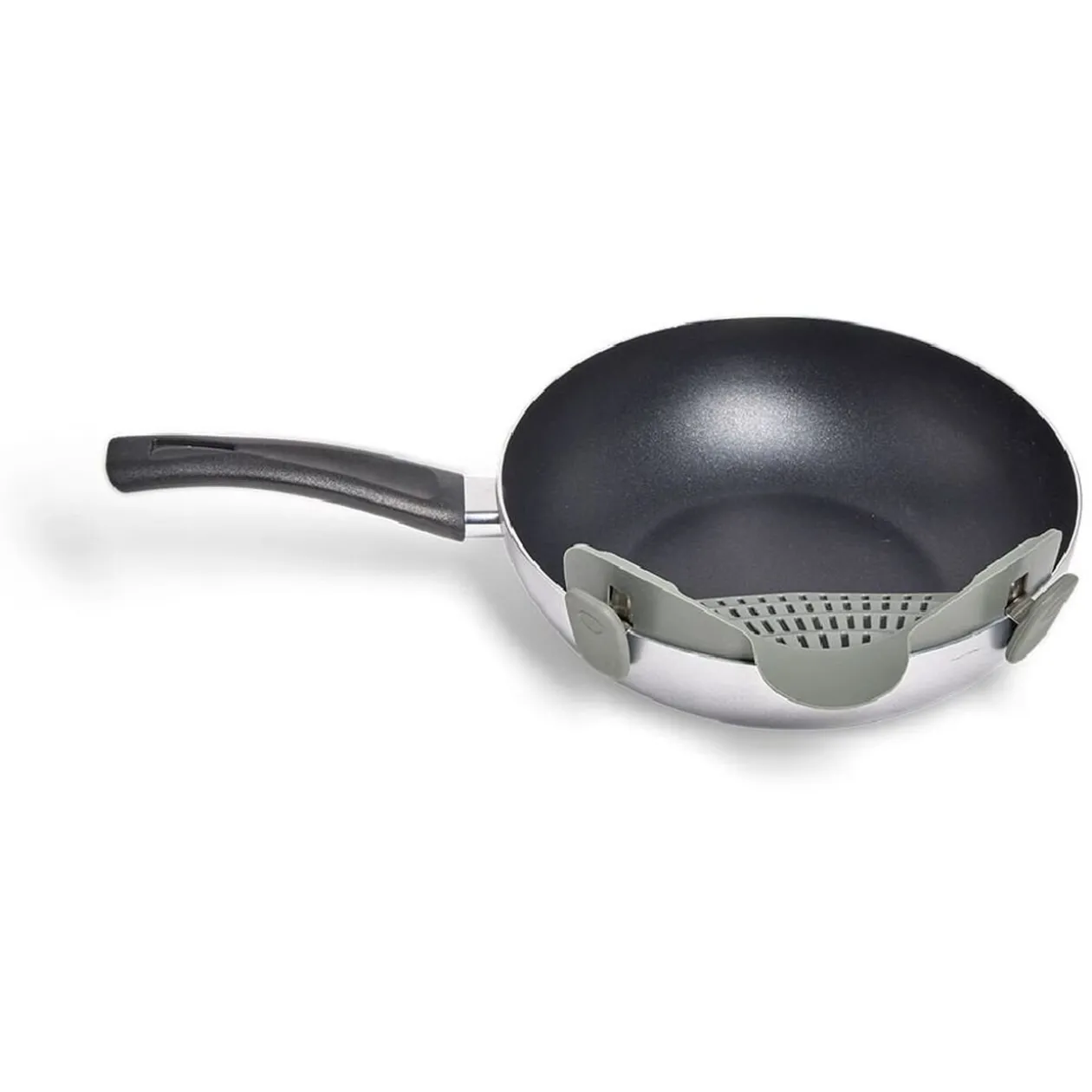 Passoire casserole à clips silicone gris