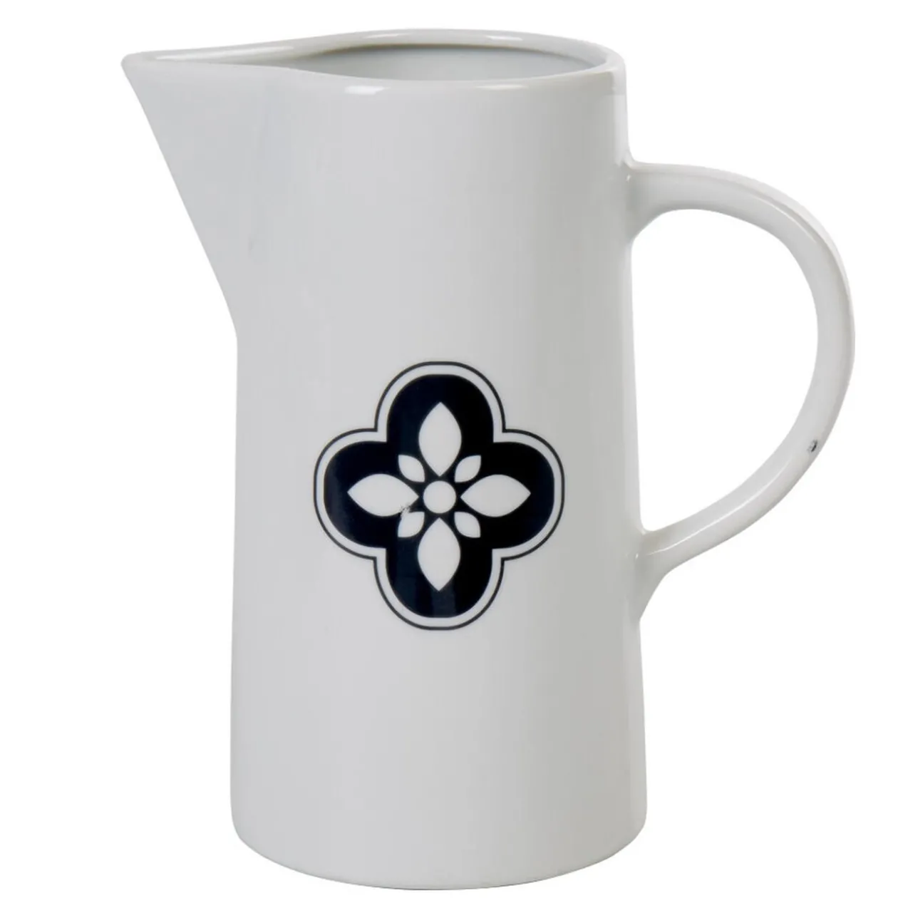 Pichet blanc avec motif fleur gris Dolce Vita
