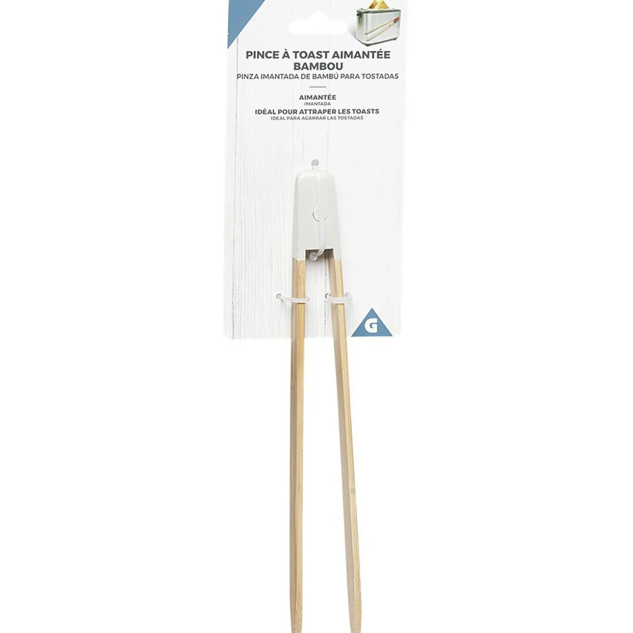 Pince à toast aimantée en bambou